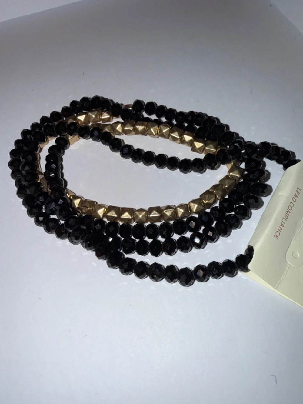 Pomina Black/Gold and Silver Beaded Necklace Set of 2